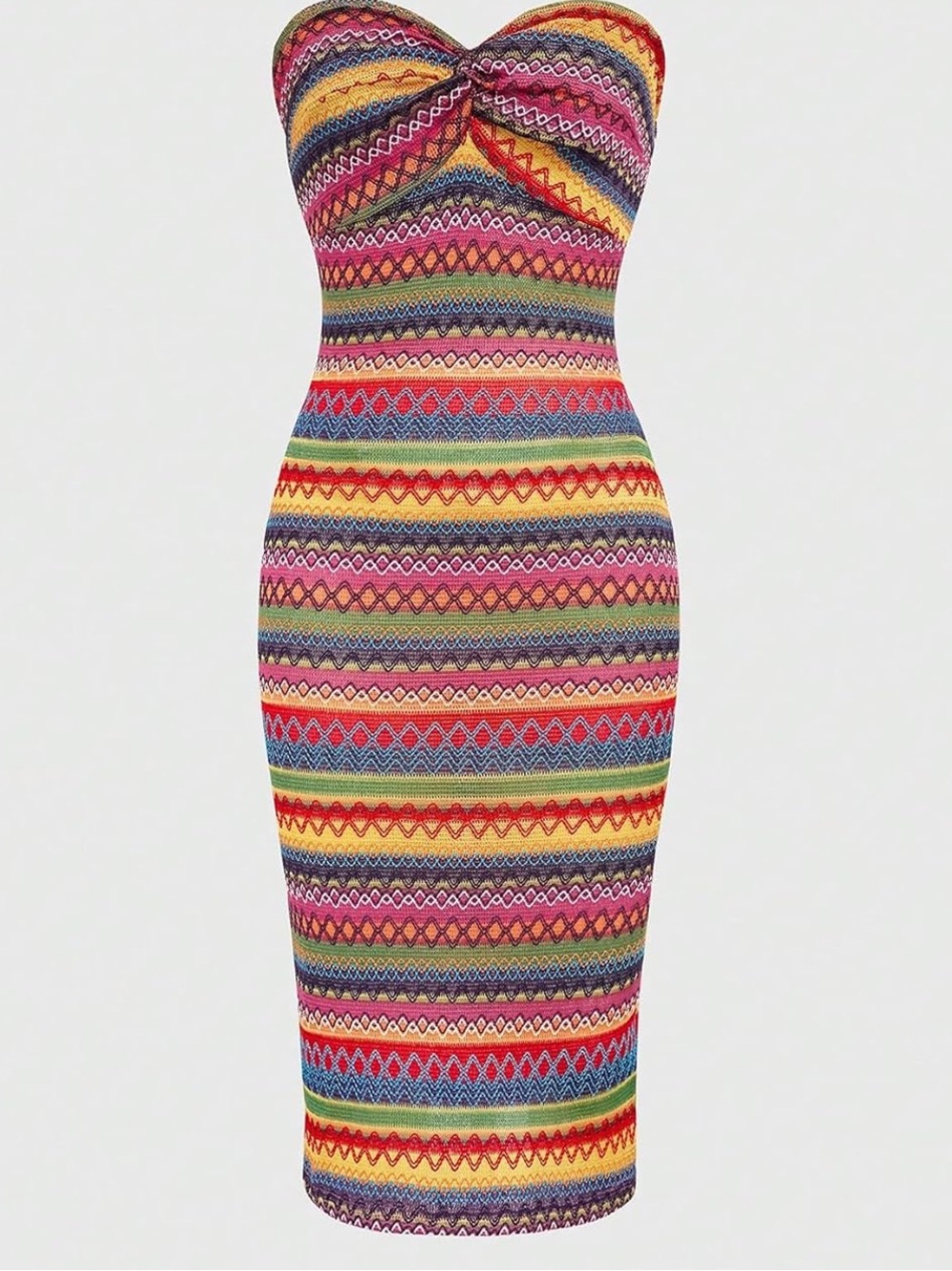 Multicolor Strapless Bodycon Dress